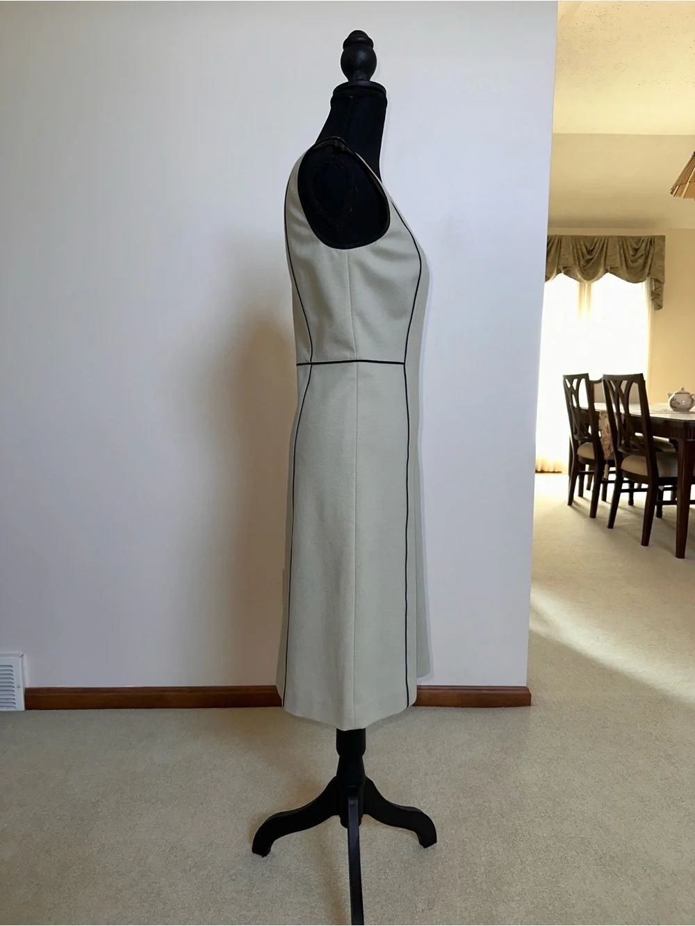Donna Karan Gray Midi Dress with Black Piping - Picture 6 of 11